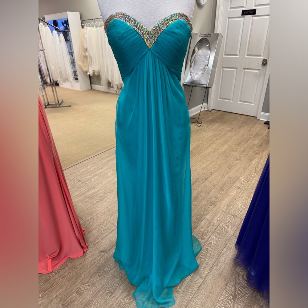 Chic Turquoise Strapless Prom Dress